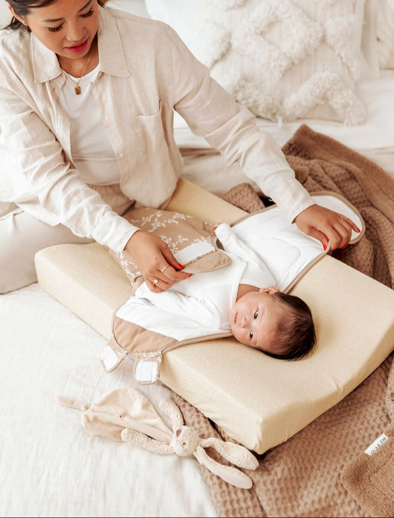 Ekologisk babybox med utvalda produkter anpassade efter ålder. Innehåller swaddle filt för 2 månader